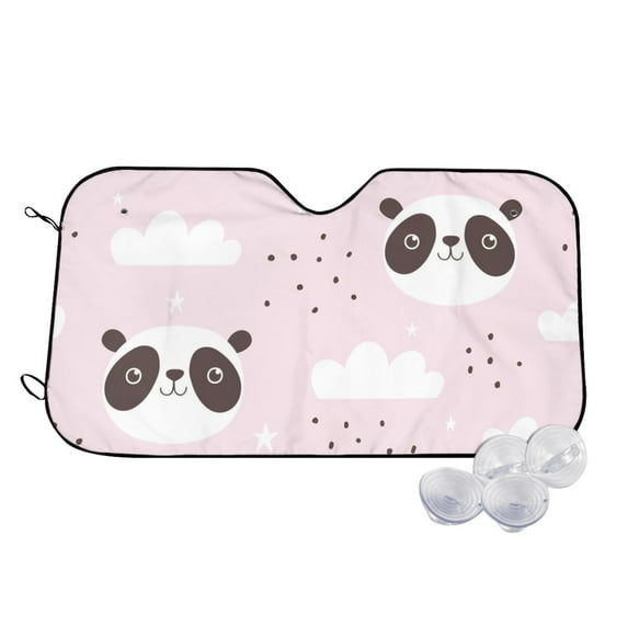 Haiem Cute Panda Car Windshield Sun Shade - Blocks UV Rays Sun Visor Protector, Sunshade to Keep Your Vehicle Cool, Universal Fit SUV Van Sedan-Medium