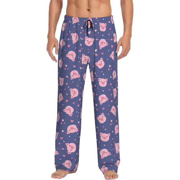 Haiem Cute Pig Men's Pajama Pants Ultra Lightweight Pjs Bottoms Sleepwear Bottom Pants With Pocket Drawstring-Medium