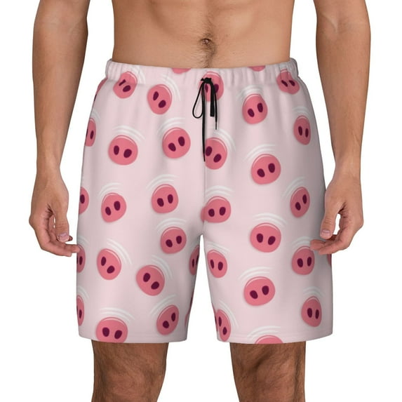 Haiem Cute Pig Nose Mens Swim Trunks with Compression Liner 2 in 1 Swimming Shorts Stretch Swimwear Quick Dry,Board Shorts-Medium