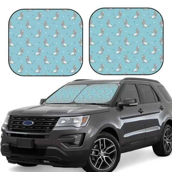 Haiem Cute Poodle Dog Car Windshield Sun Shade (2 Pieces) Foldable Windshield Sun Shade Car Accessories for Truck SUV Pickup-Small