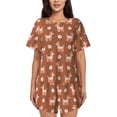 thumbnail image 1 of Haiem Cute Poodle Dog Pattern Pajama Set for Women 2 Piece Lounge Set Short Sleeve Tops and Shorts Soft Sleepwear-Large, 1 of 7