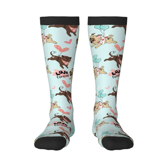 Haiem Cute Pug Dogs Socks, Funny Novelty Crazy Design Cotton Socks Sports Socks Knee High Socks For Men, Women,1Pairs - Gift For Working Friends