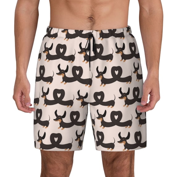 Haiem Cute Puppy Mens Swim Trunks with Compression Liner 2 in 1 Swimming Shorts Stretch Swimwear Quick Dry,Board Shorts-3X-Large