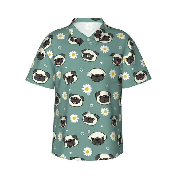 Haiem Cute Puppy Printed Hawaiian Shirt for Men - Men’s Casual Beach Summer Shirts - Stretch Fabric with Modern Fit-Small