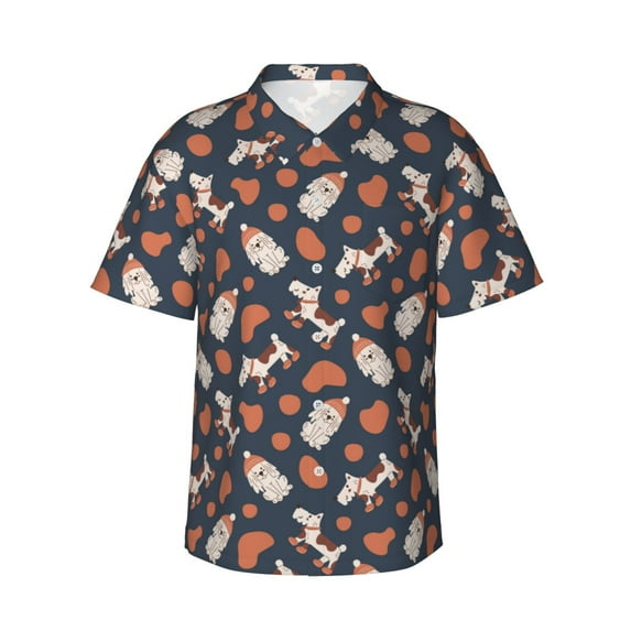 Haiem Cute Puppy Printed Hawaiian Shirt for Men - Men’s Casual Beach Summer Shirts - Stretch Fabric with Modern Fit-XX-Large