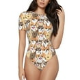 thumbnail image 1 of Haiem Cute Puppy Women's Crew Neck Short Sleeve Bodysuit Tops Stretchy Slim Basic-XX-Large, 1 of 9
