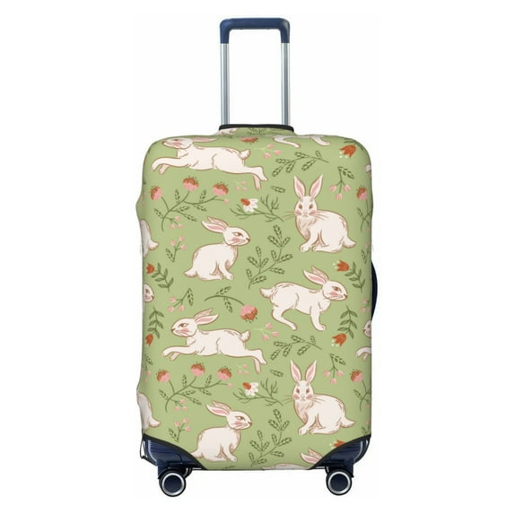 Haiem Cute Rabbit And Flower Luggage Cover Printed Suitcase Covers for Luggage Elastic Washable Suitcase Protector Fits 18-32 Inch Luggage-Large