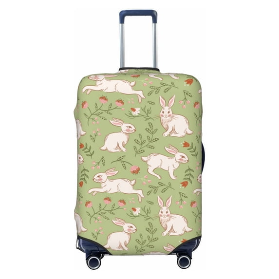 Haiem Cute Rabbit And Flower Luggage Cover Printed Suitcase Covers for Luggage Elastic Washable Suitcase Protector Fits 18-32 Inch Luggage-Medium