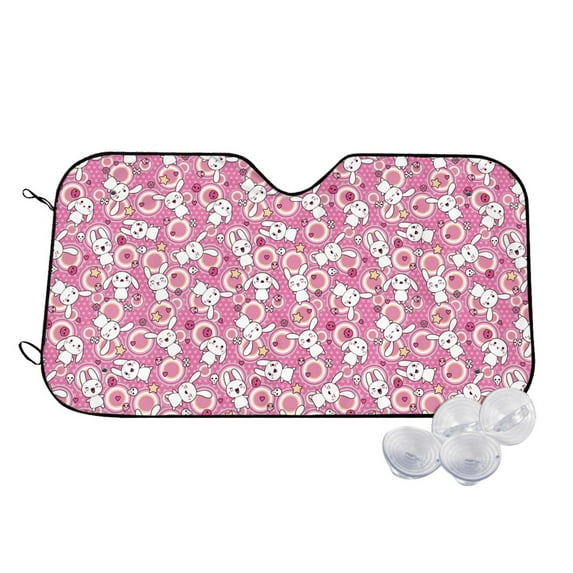 Haiem Cute Rabbit Car Windshield Sun Shade - Blocks UV Rays Sun Visor Protector, Sunshade to Keep Your Vehicle Cool, Universal Fit SUV Van Sedan-