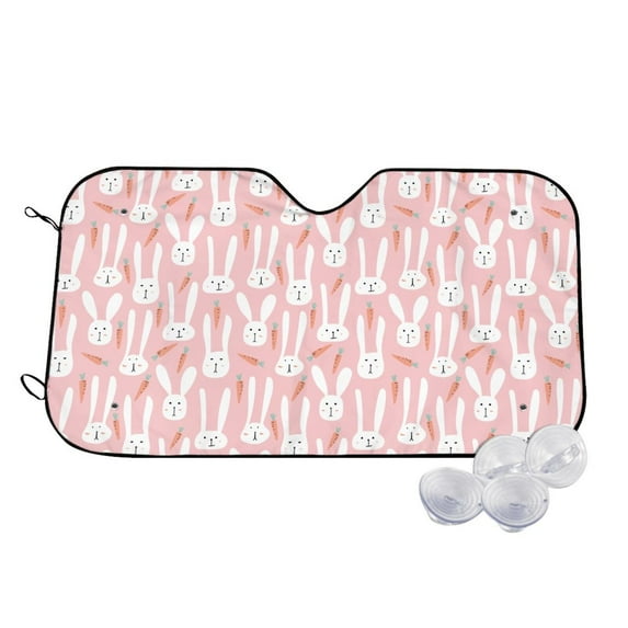 Haiem Cute Rabbit Carrot Car Windshield Sun Shade - Blocks UV Rays Sun Visor Protector, Sunshade to Keep Your Vehicle Cool, Universal Fit SUV Van Sedan-Medium