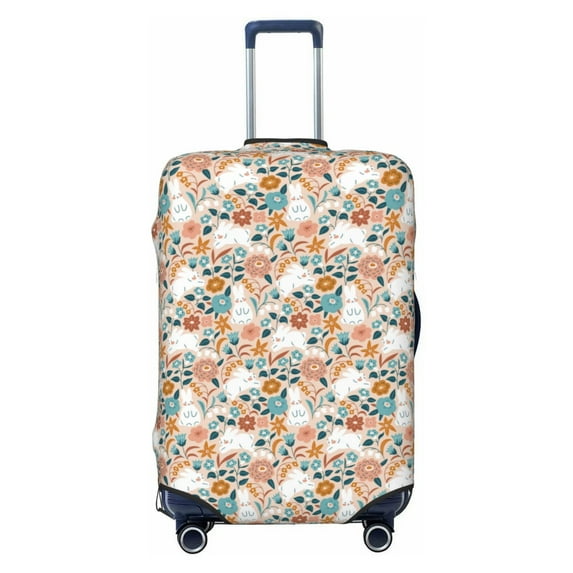 Haiem Cute Rabbit Floral Luggage Cover Printed Suitcase Covers for Luggage Elastic Washable Suitcase Protector Fits 18-32 Inch Luggage-Small