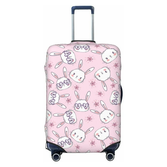 Haiem Cute Rabbit Flower Luggage Cover Printed Suitcase Covers for Luggage Elastic Washable Suitcase Protector Fits 18-32 Inch Luggage-Large