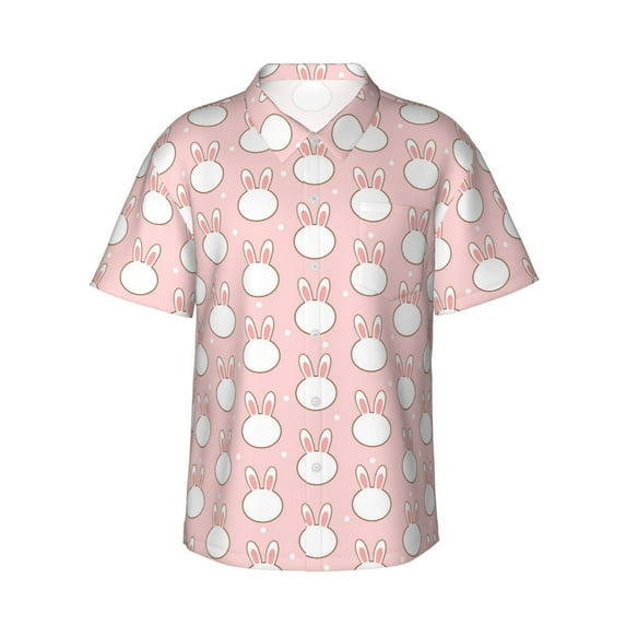 Haiem Cute Rabbit Printed Hawaiian Shirt for Men - Men’s Casual Beach Summer Shirts - Stretch Fabric with Modern Fit-3X-Large