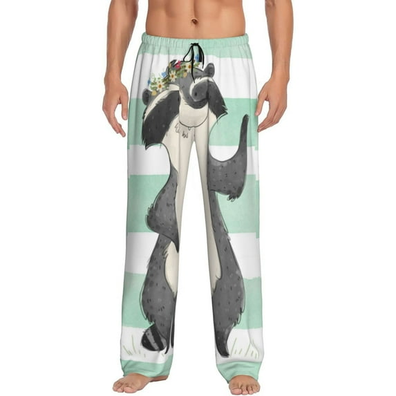 Haiem Cute Raccoon Men's Pajama Pants Ultra Lightweight Pjs Bottoms Sleepwear Bottom Pants with Pocket Drawstring-Medium