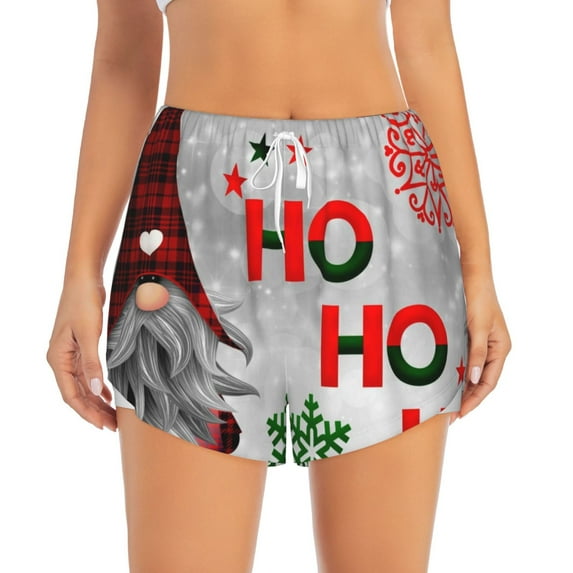 Haiem Cute Santa Women's 2 in 1 Running Shorts - Lightweight Athletic Workout Gym Yoga Breathable Sports Shorts Liner with Phone Pockets-XX-Large