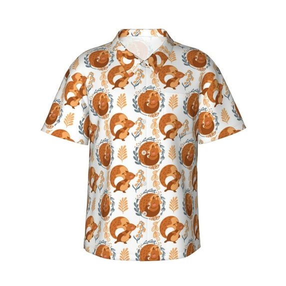 Haiem Cute Squirrel Printed Hawaiian Shirt for Men - Men’s Casual Beach Summer Shirts - Stretch Fabric with Modern Fit-X-Large