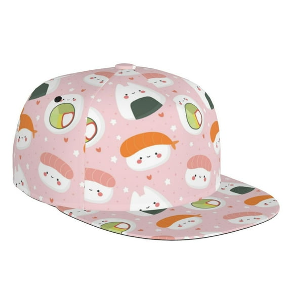 Haiem Cute Sushi Classic Snapback Cap Flat Bill Hat Baseball Cap Adjustable Size Cotton Dad Hat