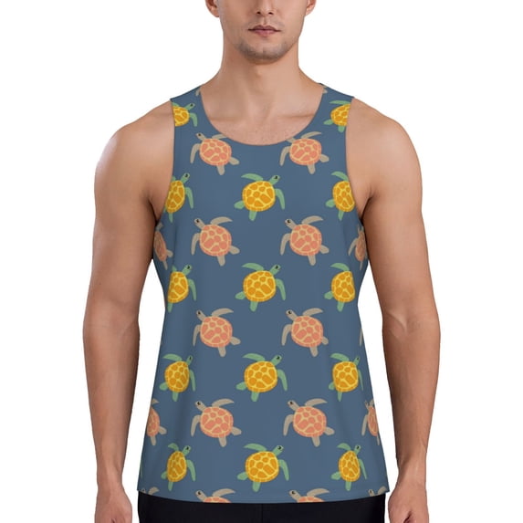 Haiem Cute Turtle Men Workout Tank Top Gym Bodybuilding Sleeveless Muscle T Shirts Athletic Tank Breathable Workout Shirt-XX-Large