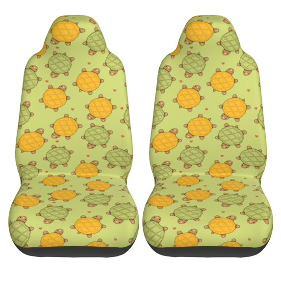 Haiem Cute Turtle Printed Car Seat Covers Set of 2, Universal Fit Car Seat Covers,Protective Seat Covers,Comfortable Car Seat Covers, Easy Installation Seat Covers, Vehicle Seat Covers