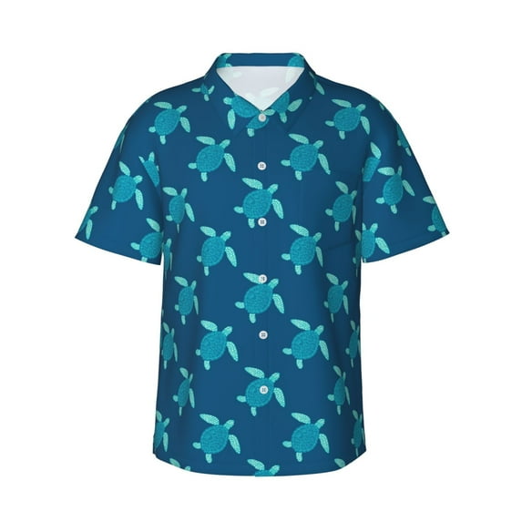 Haiem Cute Turtle Printed Hawaiian Shirt for Men - Men’s Casual Beach Summer Shirts - Stretch Fabric with Modern Fit-X-Large