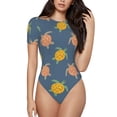 thumbnail image 1 of Haiem Cute Turtle Women's Crew Neck Short Sleeve Bodysuit Tops Stretchy Slim Basic-Large, 1 of 9