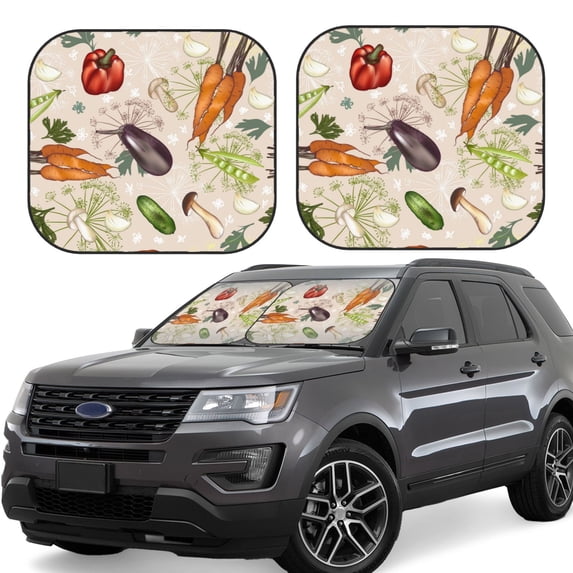 Haiem Cute Vegetables Car Windshield Sun Shade (2 Pieces) Foldable Windshield Sun Shade Car Accessories for Truck SUV Pickup-Small