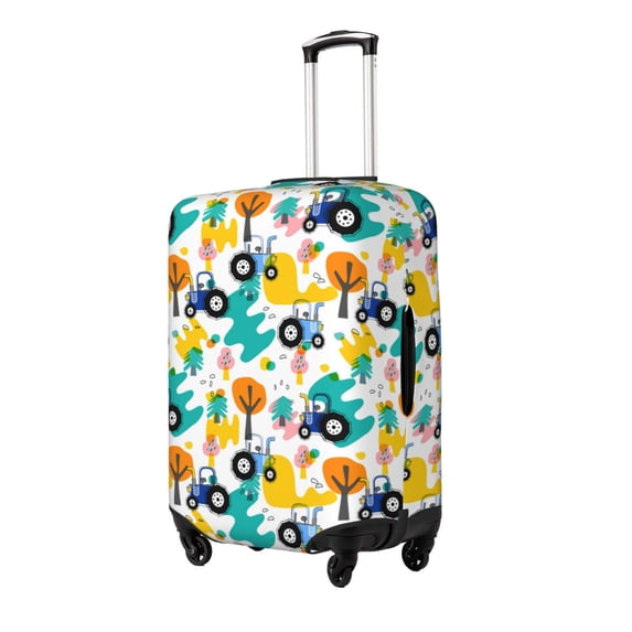 Haiem Cute tractor and vehicle Pattern Luggage Cover Printed Suitcase Covers for Luggage Elastic Washable Suitcase Protector Fits 18-32 Inch Luggage-Large
