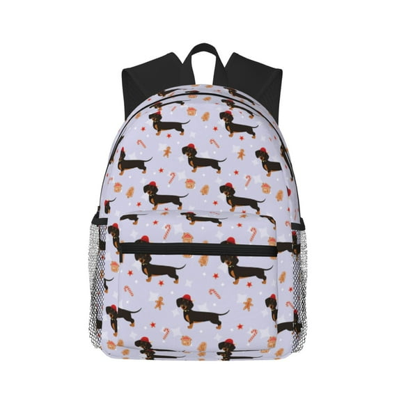 Haiem Dachshund Dog Lightweight Backpack for School, Classic Basic Water Resistant Casual Daypack for Travel with Bottle Side Pockets