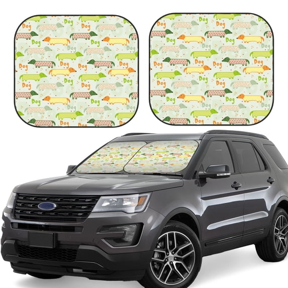 Haiem Dachshund Dog Puppy Car Windshield Sun Shade (2 Pieces) Foldable Windshield Sun Shade Car Accessories for Truck SUV Pickup-Medium