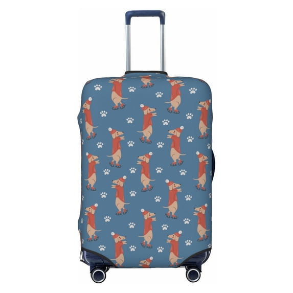 Haiem Dachshund Dog Puppy Luggage Cover Printed Suitcase Covers for Luggage Elastic Washable Suitcase Protector Fits 18-32 Inch Luggage-Small