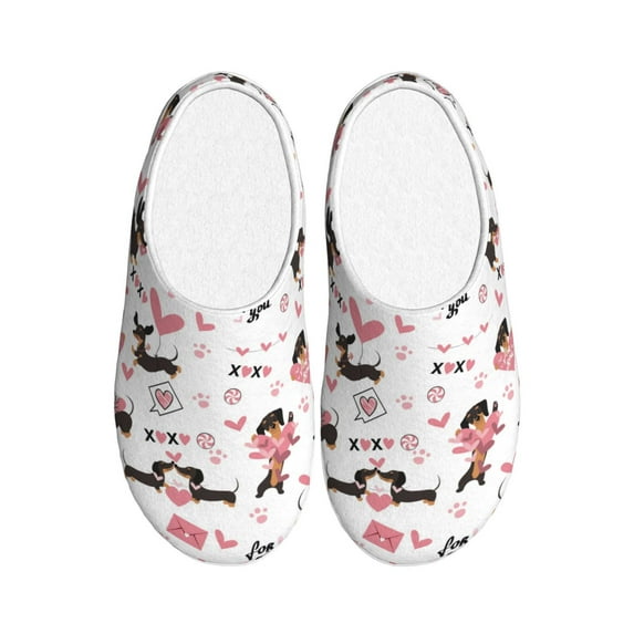 Haiem Dachshund Dog Puppy Print Women's Fuzzy Memory Foam House Slipper Cozy Home Footwear Non-slip Winter Slippers-37/38