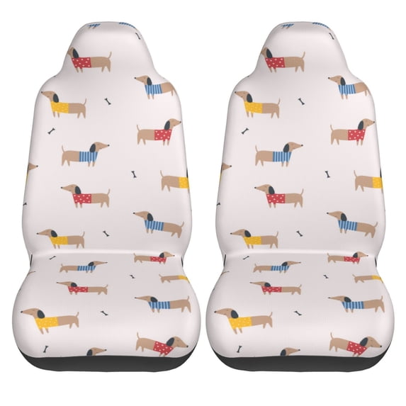 Haiem Dachshund Dog Puppy Printed Car Seat Covers Set of 2, Universal Fit Car Seat Covers,Protective Seat Covers,Comfortable Car Seat Covers, Easy Installation Seat Covers, Vehicle Seat Covers