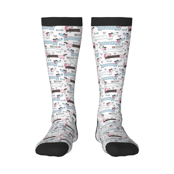 Haiem Dachshund Dog Puppy Socks, Funny Novelty Crazy Design Cotton Socks Sports Socks Knee High Socks For Men, Women,1Pairs - Gift For Working Friends