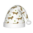 thumbnail image 1 of Haiem Dachshund Going To Play Tennis Pattern Santa Hat Confortable Velvet Christmas Hat for Christmas Party Favors Fit for Adults and Kids, 1 of 6
