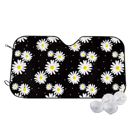 Haiem Daisies Flowers Car Windshield Sun Shade - Blocks UV Rays Sun Visor Protector, Sunshade to Keep Your Vehicle Cool, Universal Fit SUV Van Sedan-Medium