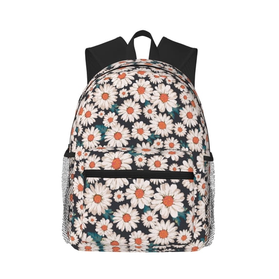 Haiem Daisies Flowers Lightweight Backpack for School, Classic Basic Water Resistant Casual Daypack for Travel with Bottle Side Pockets