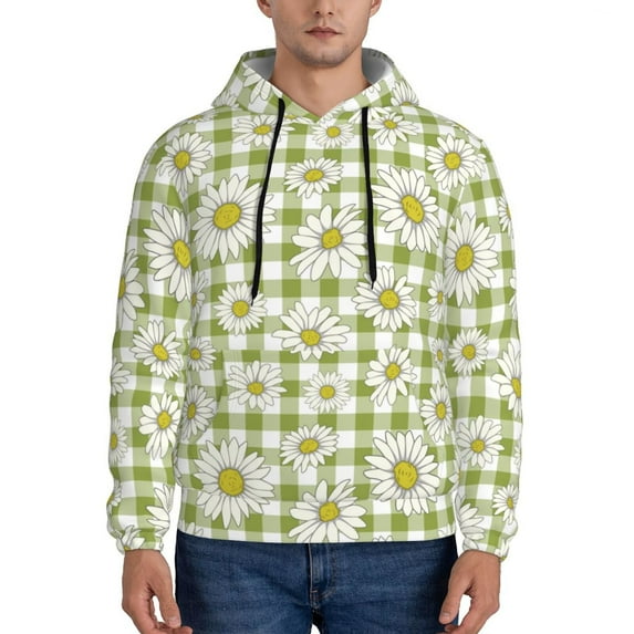 Haiem Daisies Flowers Patterned Men's Hoodie with Kangaroo Pocket - Ideal Pullover Sweatshirt for Daily Wear, Travel, and Home-X-Large