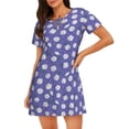 thumbnail image 1 of Haiem Daisies Flowers Print Women’s Short-sleeved Nightdress – Comfortable and Loose-Fit Sleepwear, Soft Cotton Sleep Shirt for Relaxing, Casual Nightdress, 1 of 6