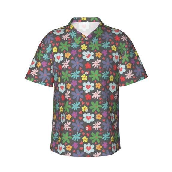 Haiem Daisies Flowers Printed Hawaiian Shirt for Men - Men’s Casual Beach Summer Shirts - Stretch Fabric with Modern Fit-Medium