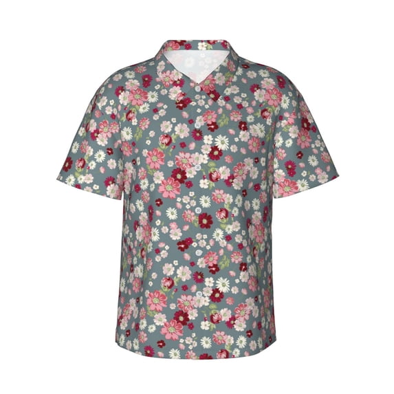 Haiem Daisies Flowers Printed Hawaiian Shirt for Men - Men’s Casual Beach Summer Shirts - Stretch Fabric with Modern Fit-XX-Large