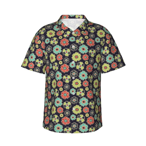 Haiem Daisies Flowers Printed Hawaiian Shirt for Men - Men’s Casual Beach Summer Shirts - Stretch Fabric with Modern Fit-XX-Large