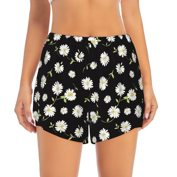 Haiem Daisies Flowers Women's 2 in 1 Running Shorts - Lightweight Athletic Workout Gym Yoga Breathable Sports Shorts Liner with Phone Pockets-Small