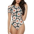 thumbnail image 1 of Haiem Daisies Flowers Women's Crew Neck Short Sleeve Bodysuit Tops Stretchy Slim Basic-Large, 1 of 9