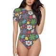 thumbnail image 1 of Haiem Daisies Flowers Women's Crew Neck Short Sleeve Bodysuit Tops Stretchy Slim Basic-X-Large, 1 of 9