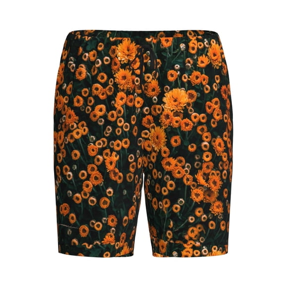 Haiem Daisies Men's Pajama Short with Soft Woven Cotton Elastic Waistband Sleep Short-Medium