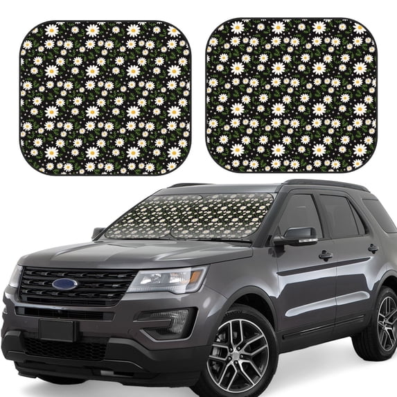 Haiem Daisy Car Windshield Sun Shade (2 Pieces) Foldable Windshield Sun Shade Car Accessories for Truck SUV Pickup-Medium