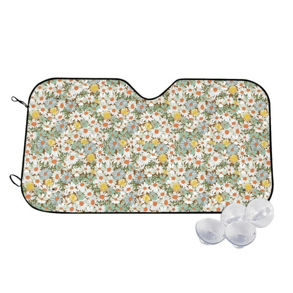 Haiem Daisy Car Windshield Sun Shade - Blocks UV Rays Sun Visor Protector, Sunshade to Keep Your Vehicle Cool, Universal Fit SUV Van Sedan-Small
