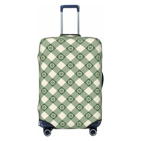 Haiem Daisy Plaid Green Luggage Cover Printed Suitcase Covers for Luggage Elastic Washable Suitcase Protector Fits 18-32 Inch Luggage-Small