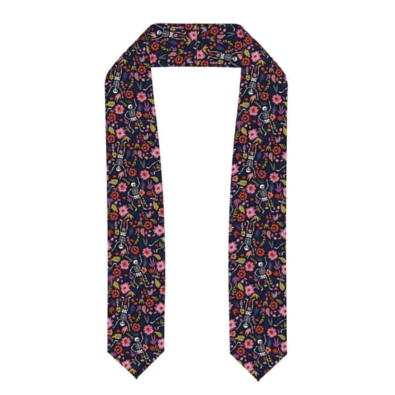 Haiem Dancing Skeletons Floral Garden Pattern Graduation Stole 2024 | Premium Satin Sash for Graduation Ceremony
