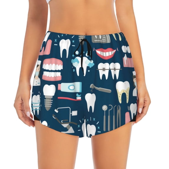 Haiem Dental Women's 2 in 1 Running Shorts - Lightweight Athletic Workout Gym Yoga Breathable Sports Shorts Liner with Phone Pockets-